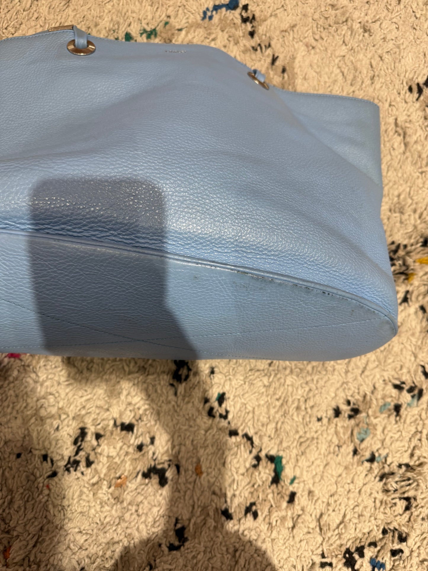Sac bleu cuir Lancel