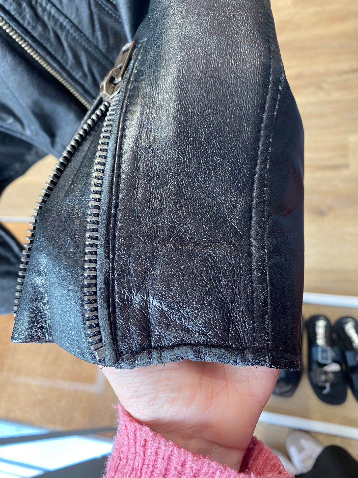 Veste en cuir Naf Naf T.38