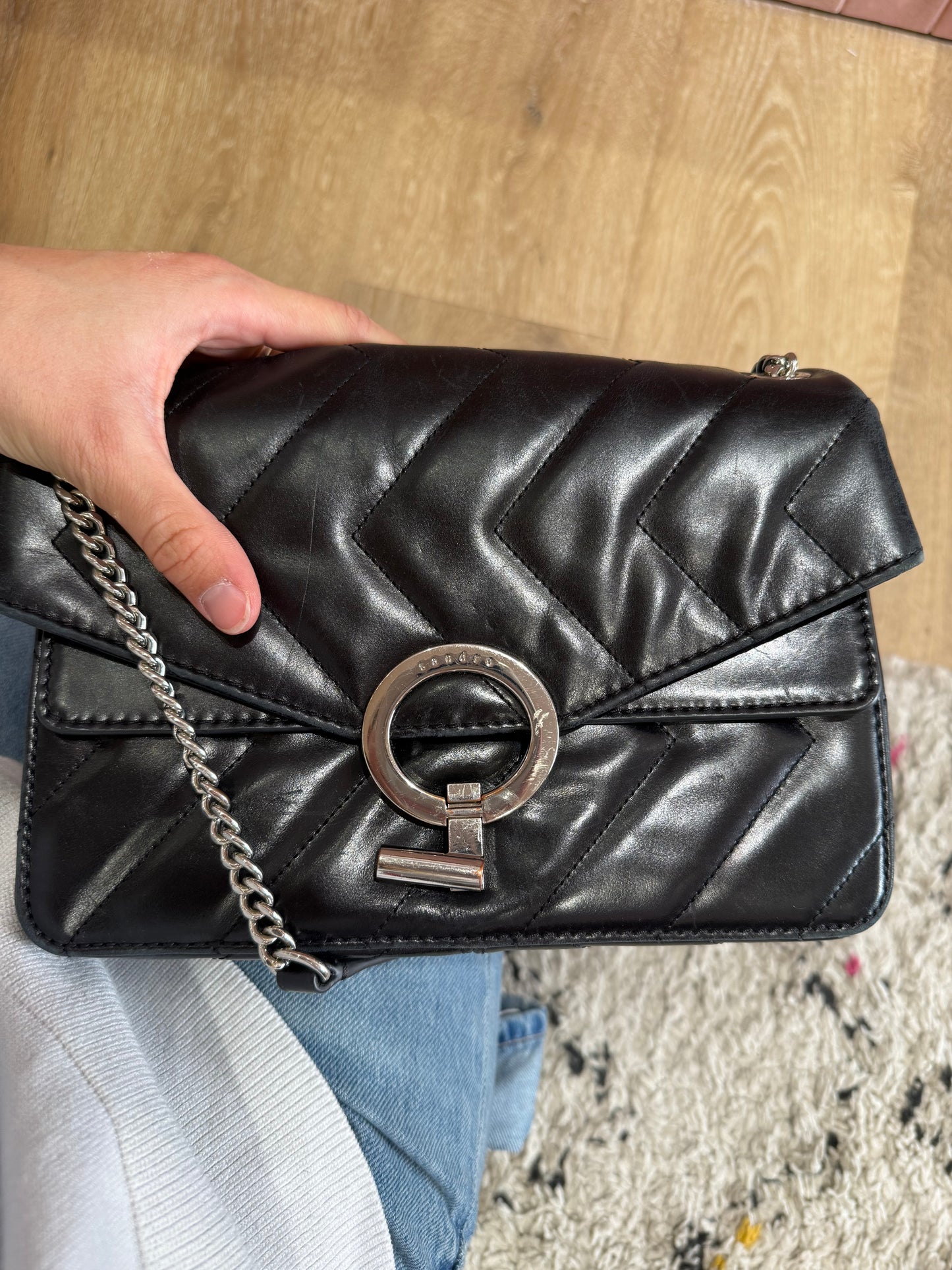 Sac Sandro cuir noir