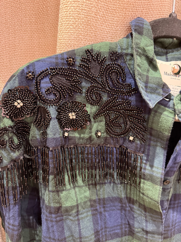 Chemise verte et bleue carreaux Sandro