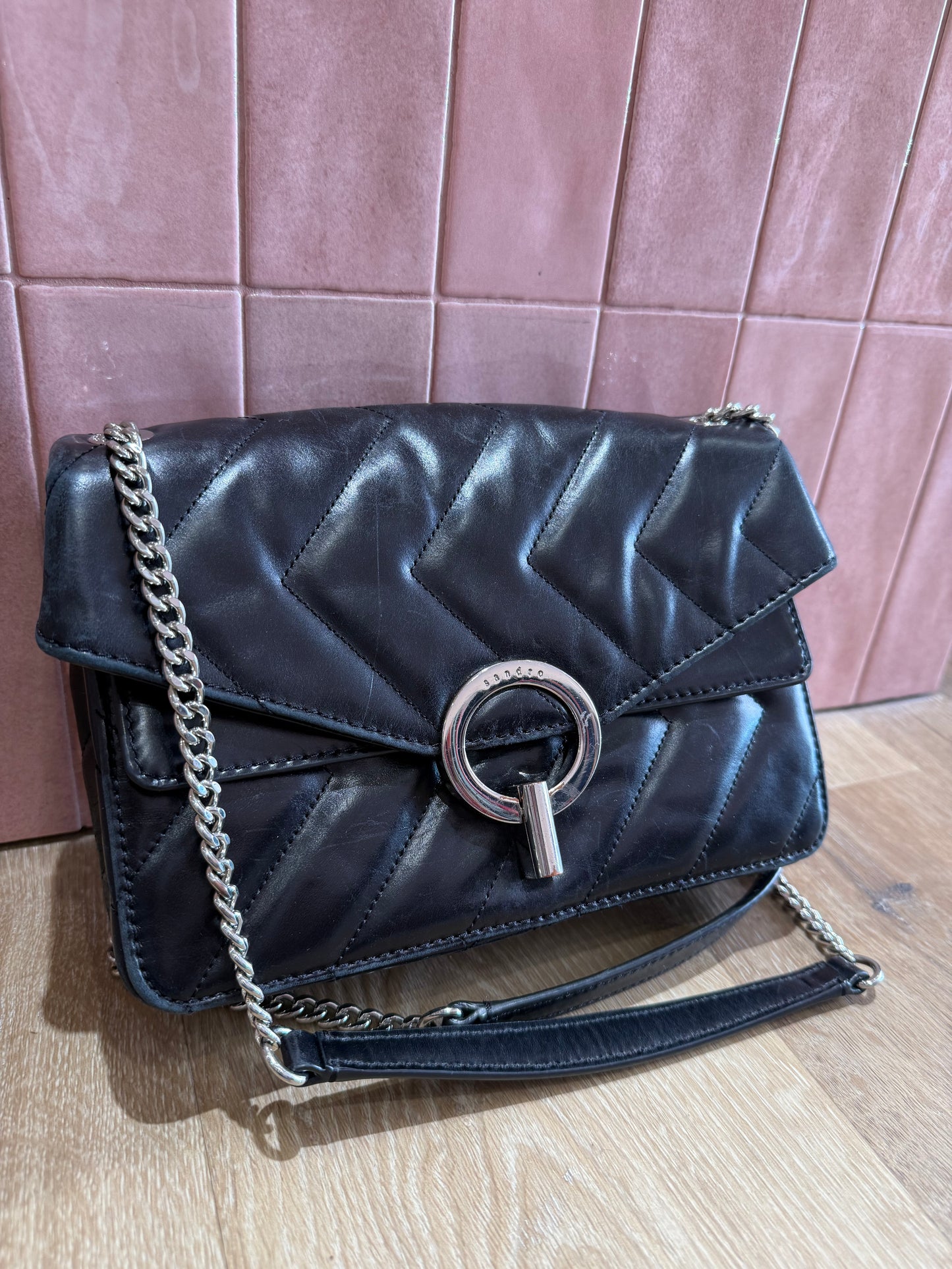 Sac Sandro cuir noir