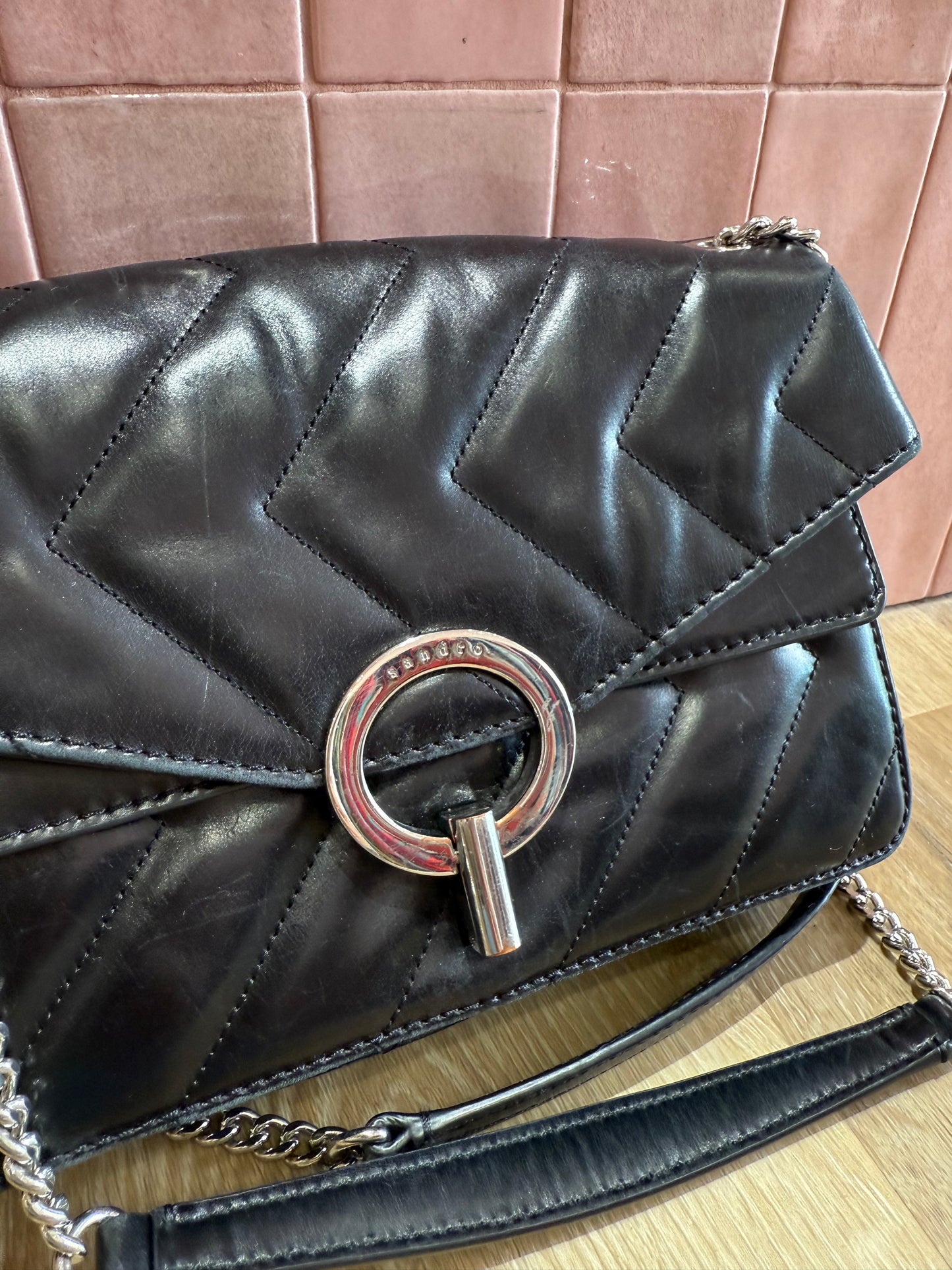Sac Sandro cuir noir