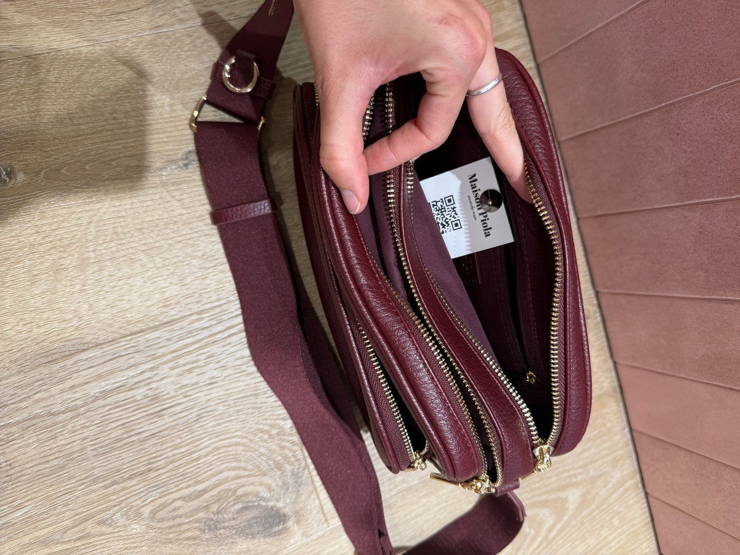 Sac la redoute bordeaux simili cuir