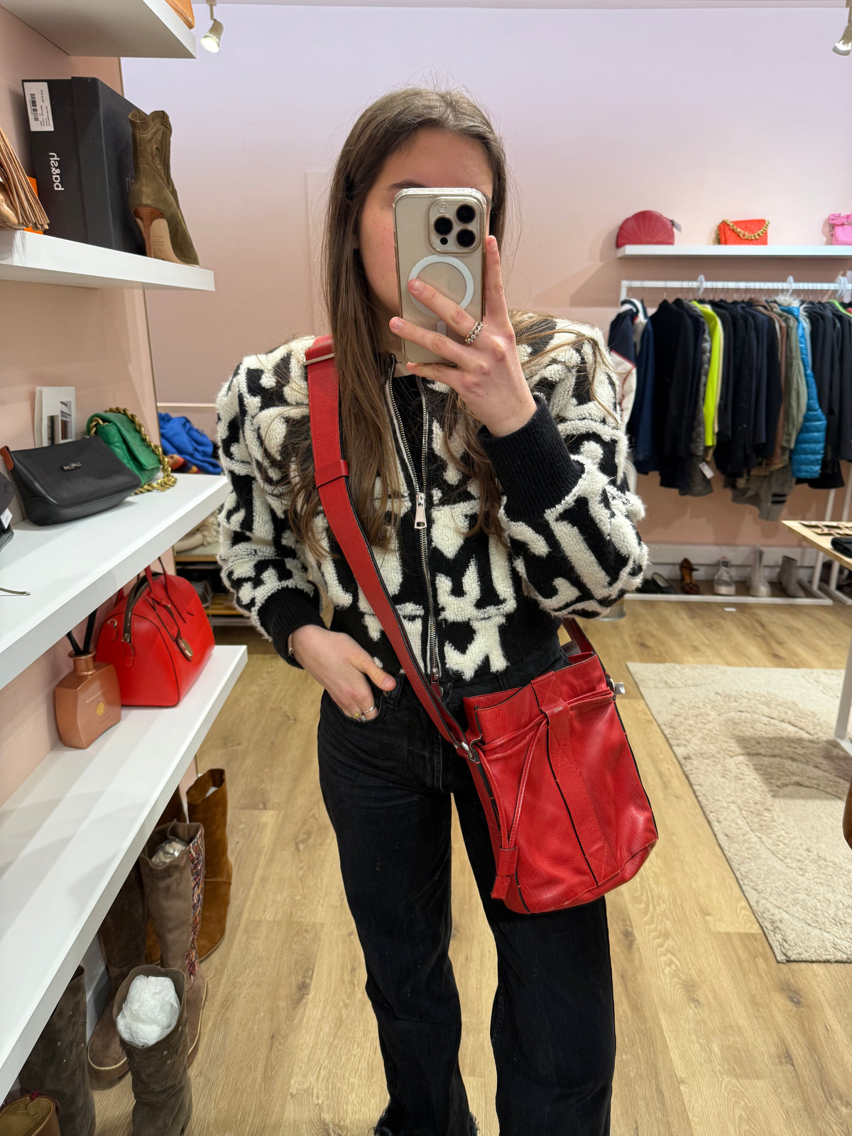 Sac Lancel rouge cuir