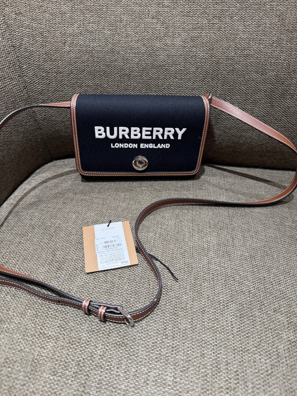Sac noir Burberry en tissu et cuir 15/10