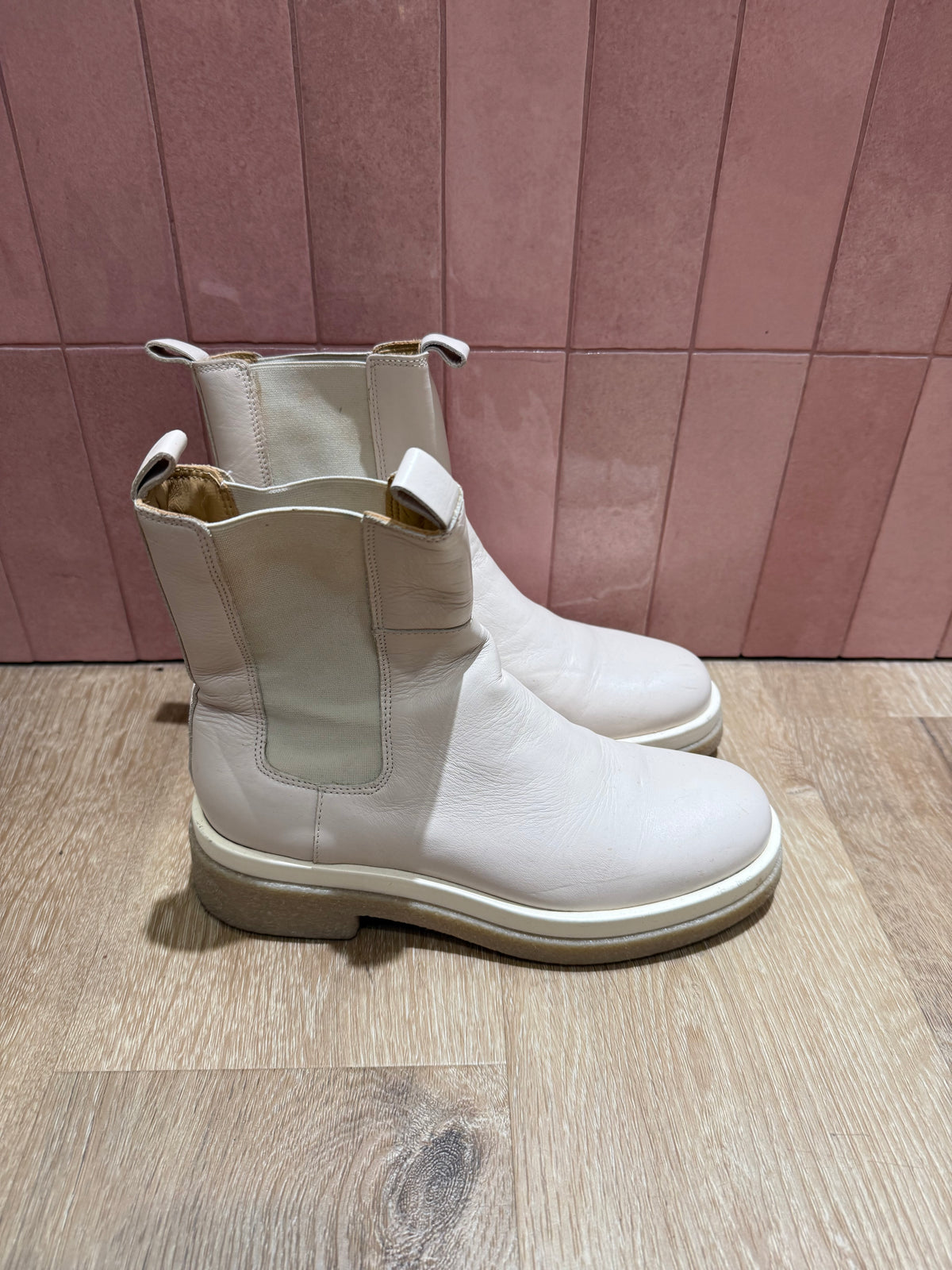 Bottines crème cuir (Minelli) — T.39