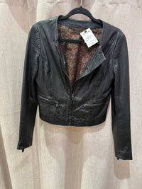 Veste cuir noir I.Code doublure rouge T.38