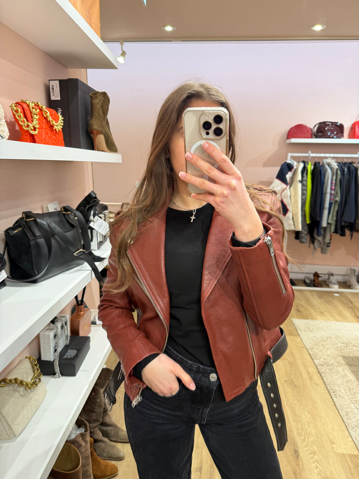 Veste en cuir Maje T.36/38