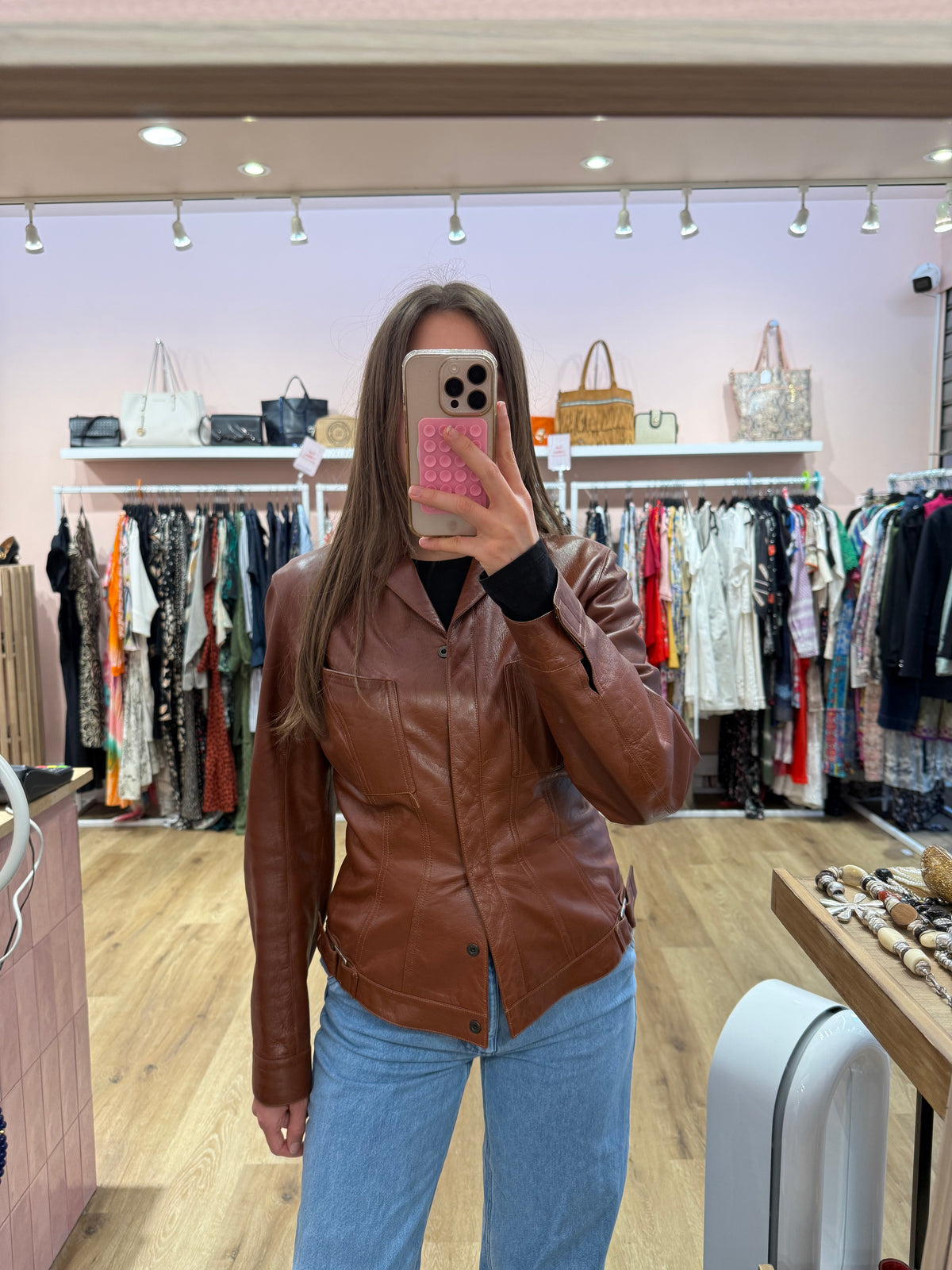 Veste en cuir mugler T.38 07/06