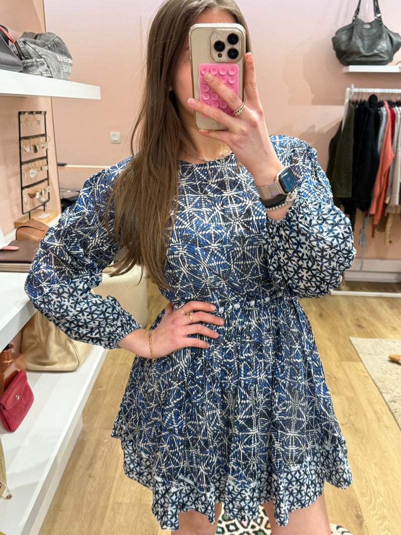 Robe - Maje bleu et blanc, T.34