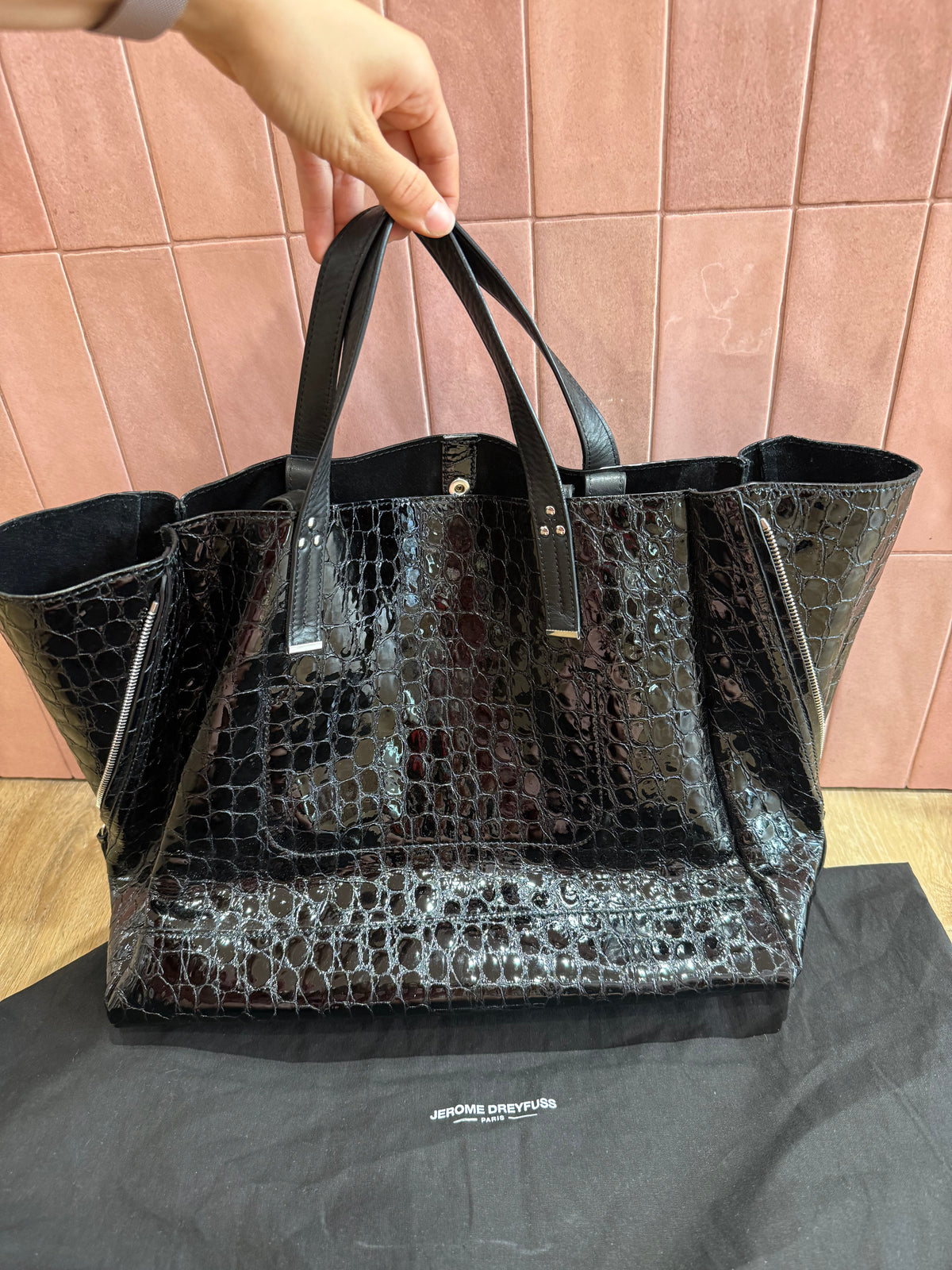 Sac noir croco Jérôme Dreyfuss 24/06