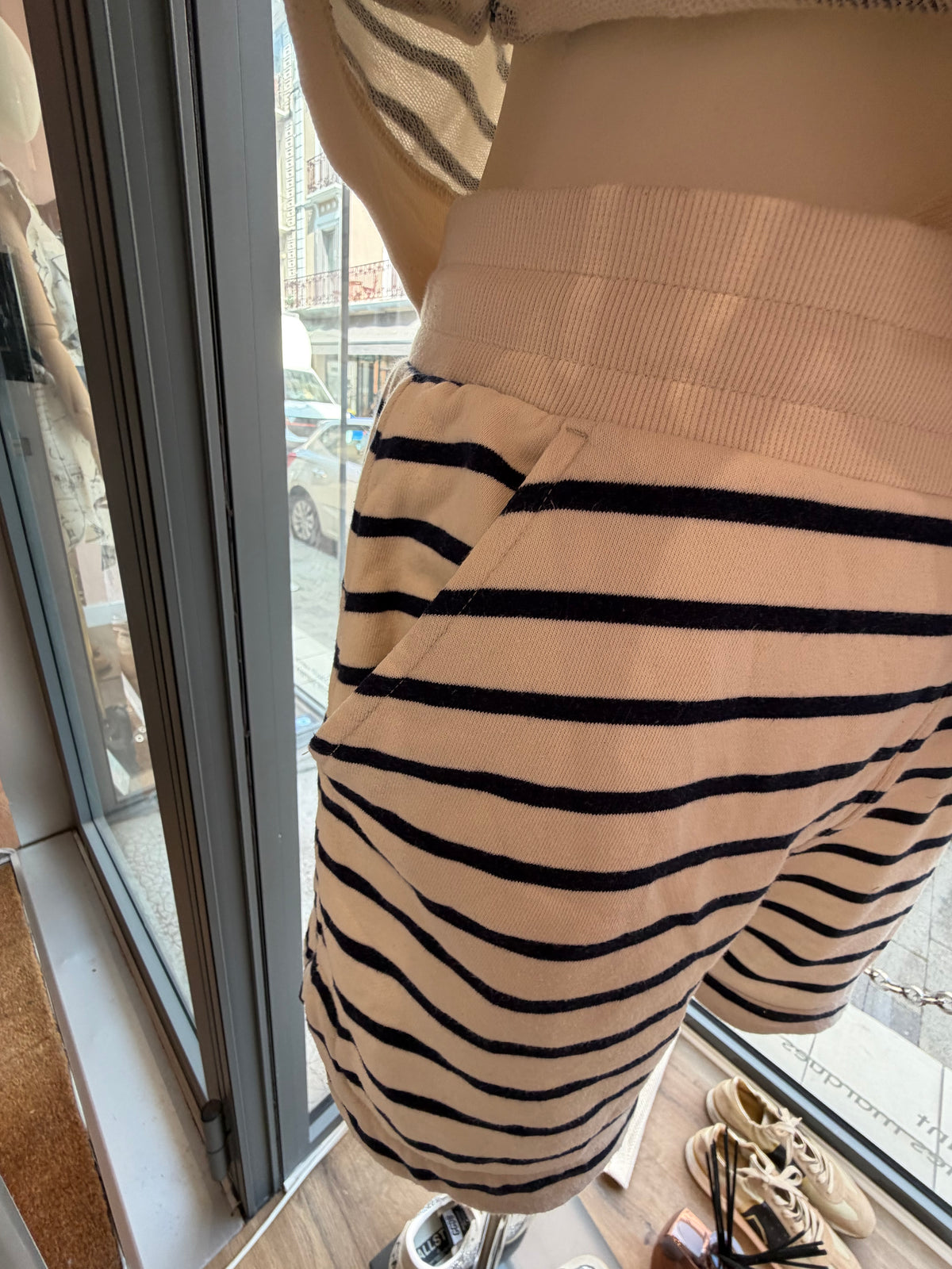 Short Ralph Lauren blanc et bleu marine rayé T.M 30/07