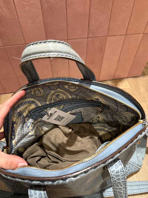 Sac bleu ciel Lancel croco