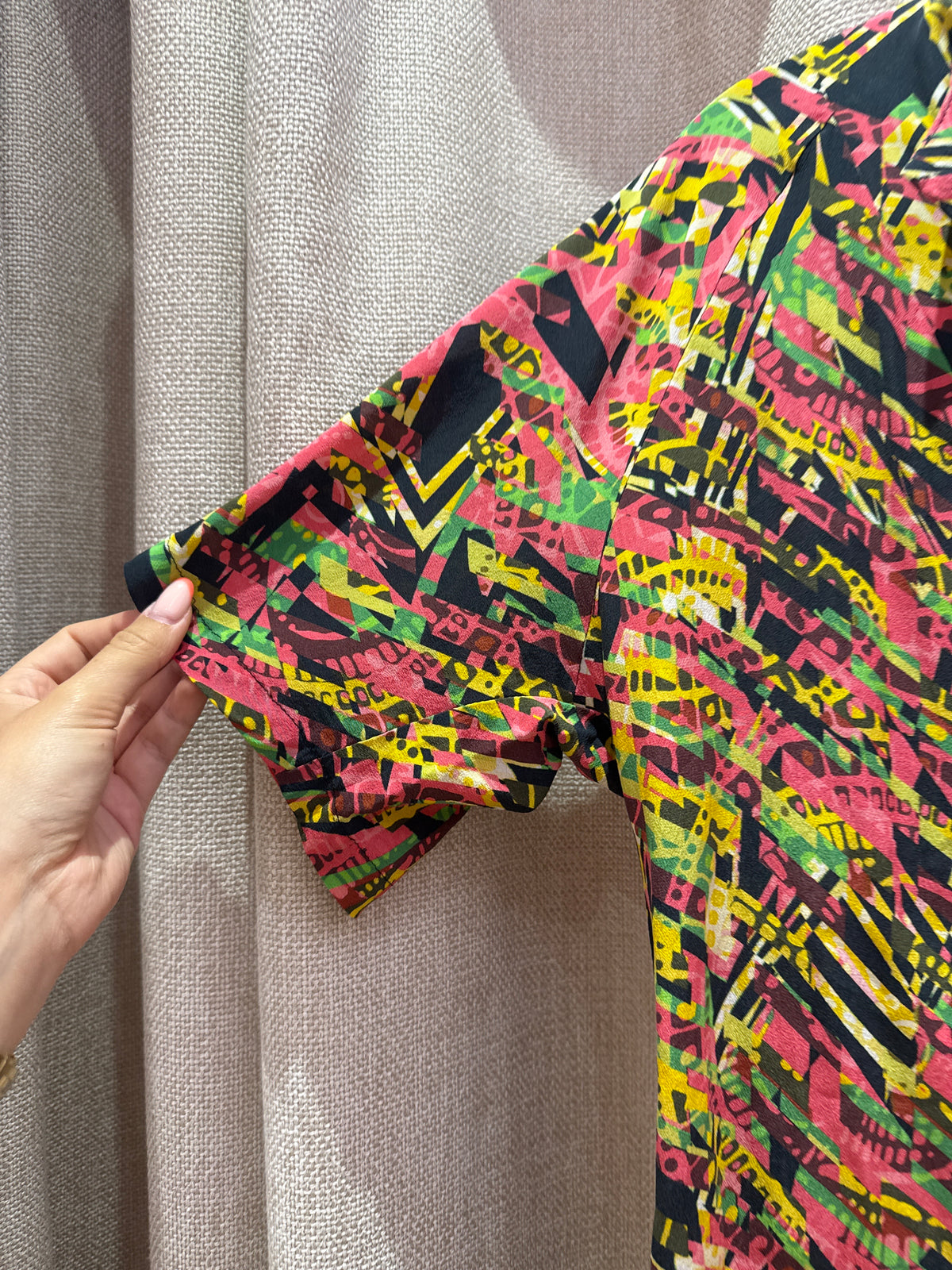 Missoni Robe rose et verte soie T.36
