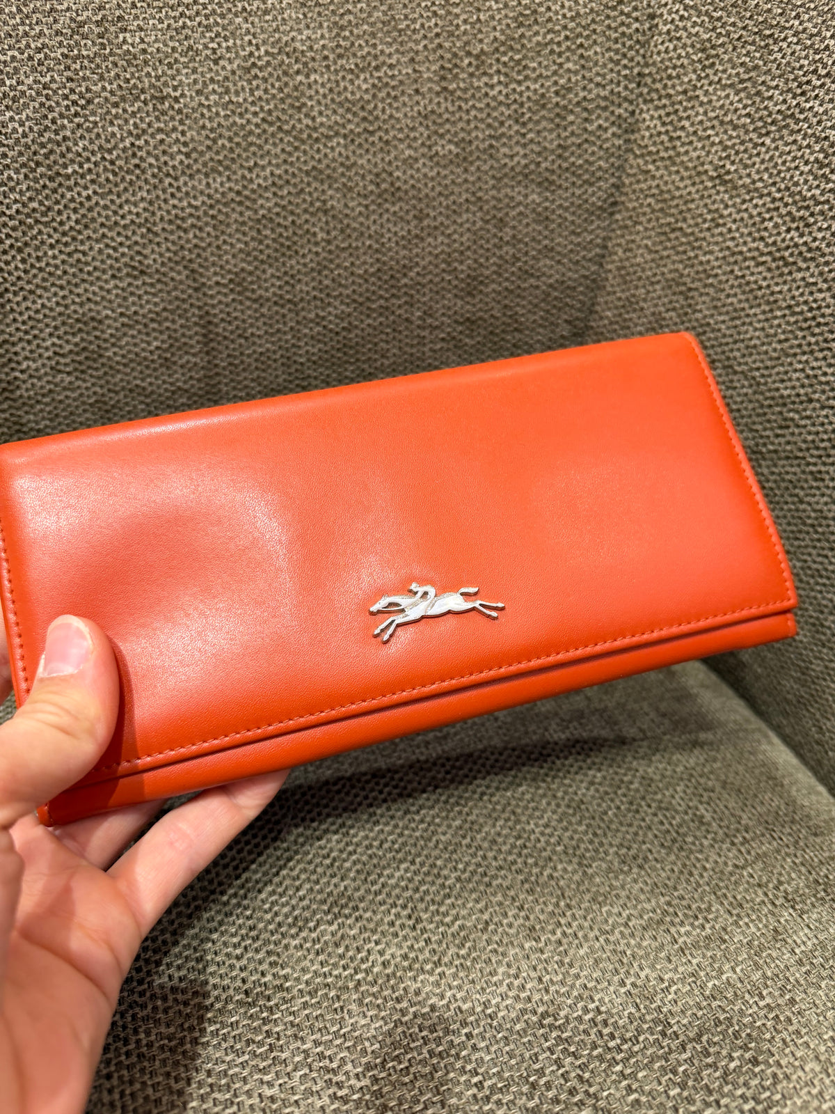 Porte-feuille Longchamp orange en cuir