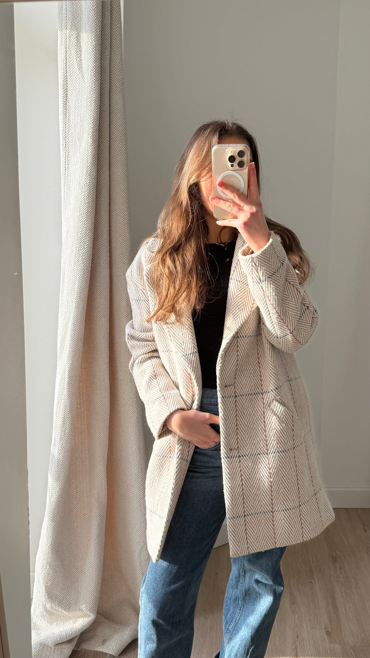 Manteau rose carreaux One Step T.M