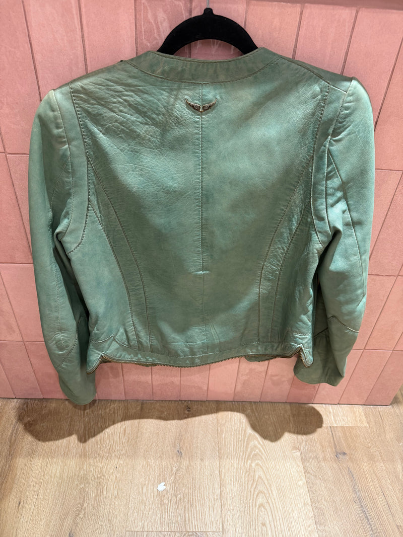 Veste en cuir verte Zadig & Voltaire Deluxe T.S