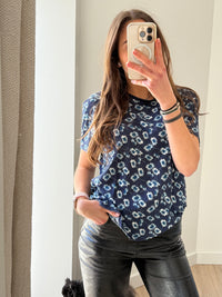 Gérard Darel - T-shirt bleu fleurs - T.XL