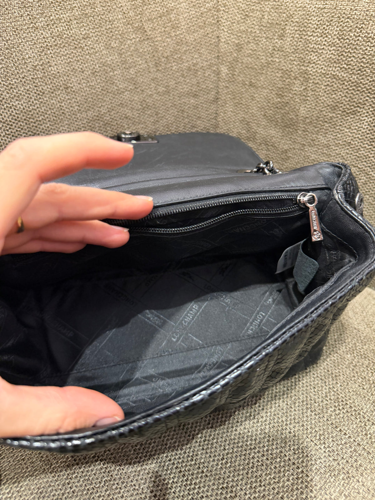 Sac noir en cuir  Longchamp 20/09