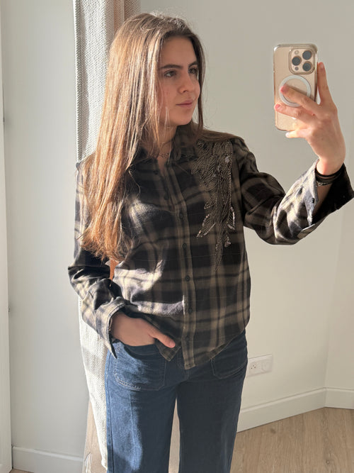 Chemise IKKS Kaki (carreaux) T.38