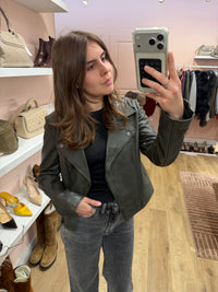 Veste en cuir kaki IKKS T.S 20/09