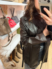 Manteau en cuir Pablo Valentino T.40 marron 10/10