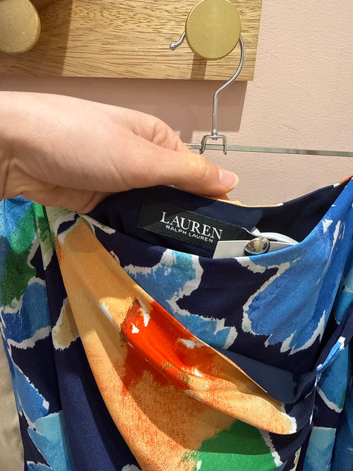 Ralph Lauren Bleu et orange Jupe frange T.40