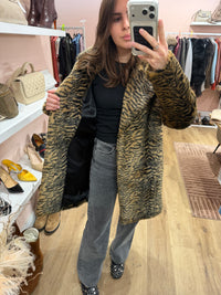 Veste en fourrure marron motif zèbre IKKS T.S 20/09