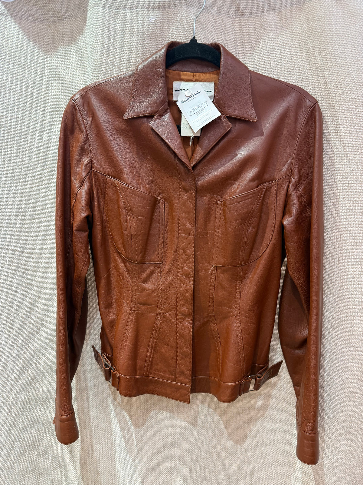 Veste en cuir mugler T.38 07/06