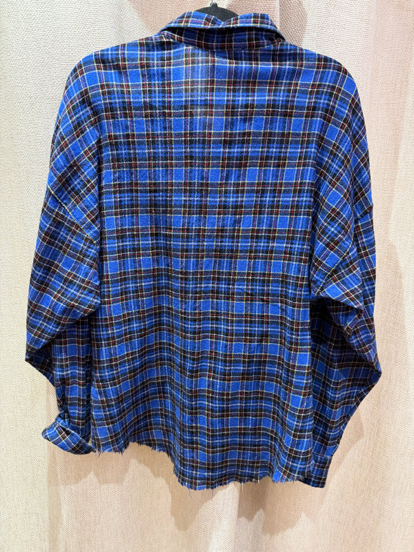 Chemise bleue à carreaux en laine The Kooples T.S 12/10