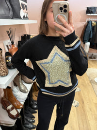 Pull noir étoile dorée Elisabetta Franchi T.M