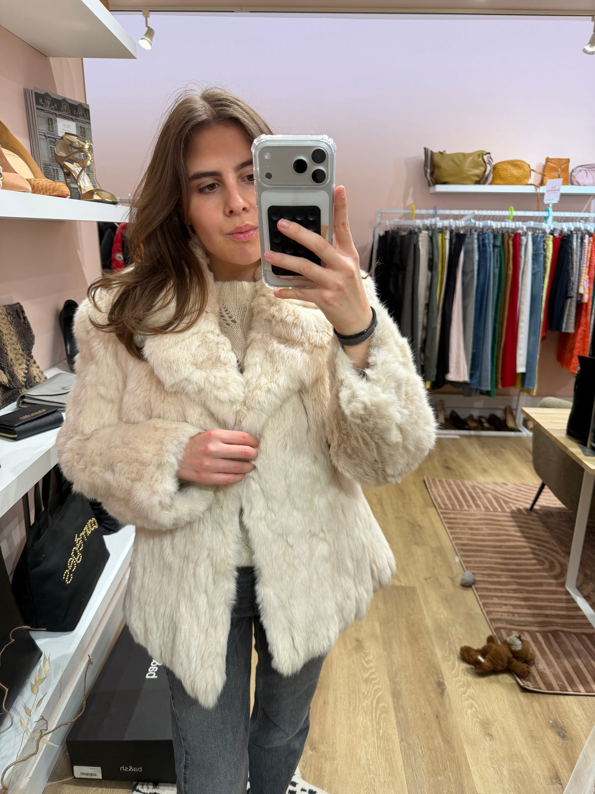 Manteau vraie fourrure lapin T.38/40 18/08
