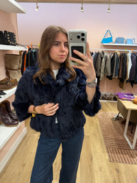 Veste courte en fourrure de lapin - T.S 04/09