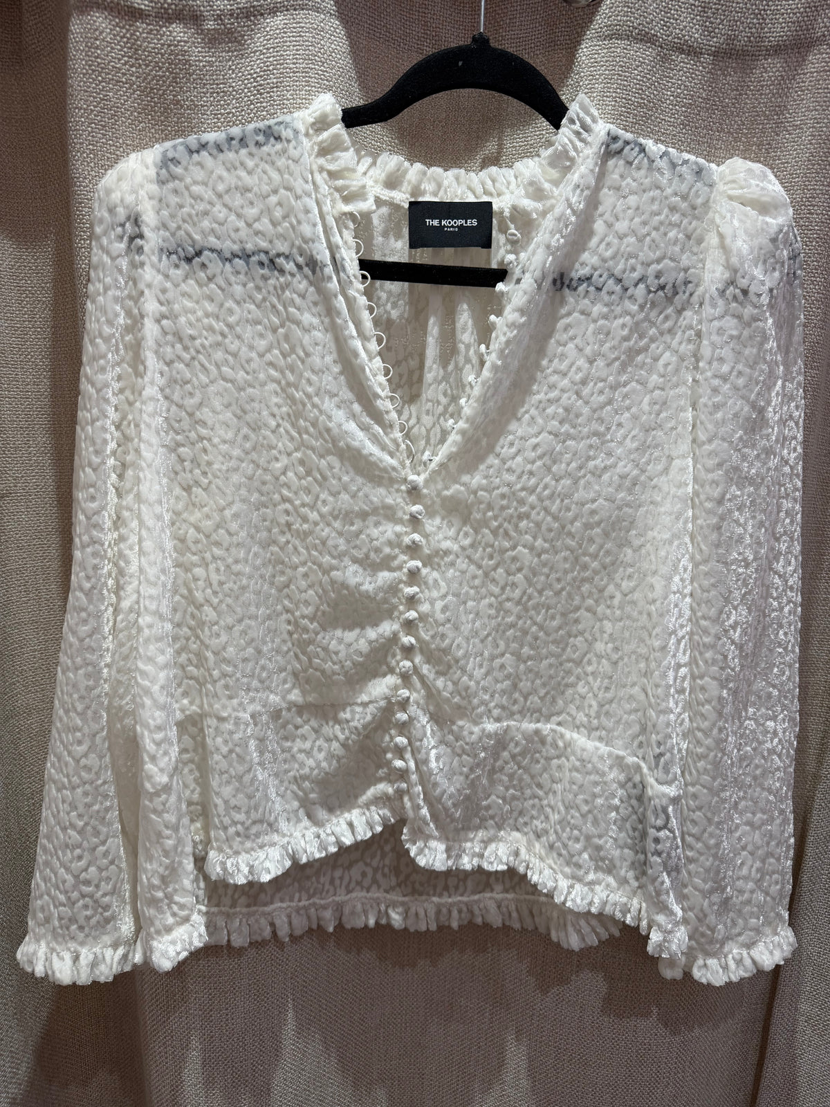 Blouse blanche en velours motif léopard T.S 20/09