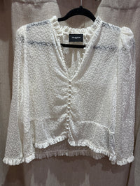 Blouse blanche en velours motif léopard T.S 20/09