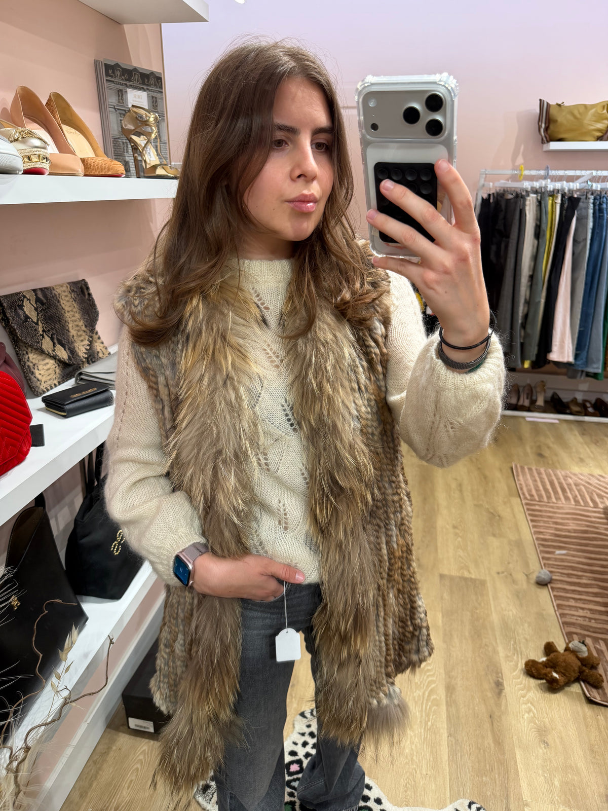 Veste sans manches vraie fourrure T.unique 18/08