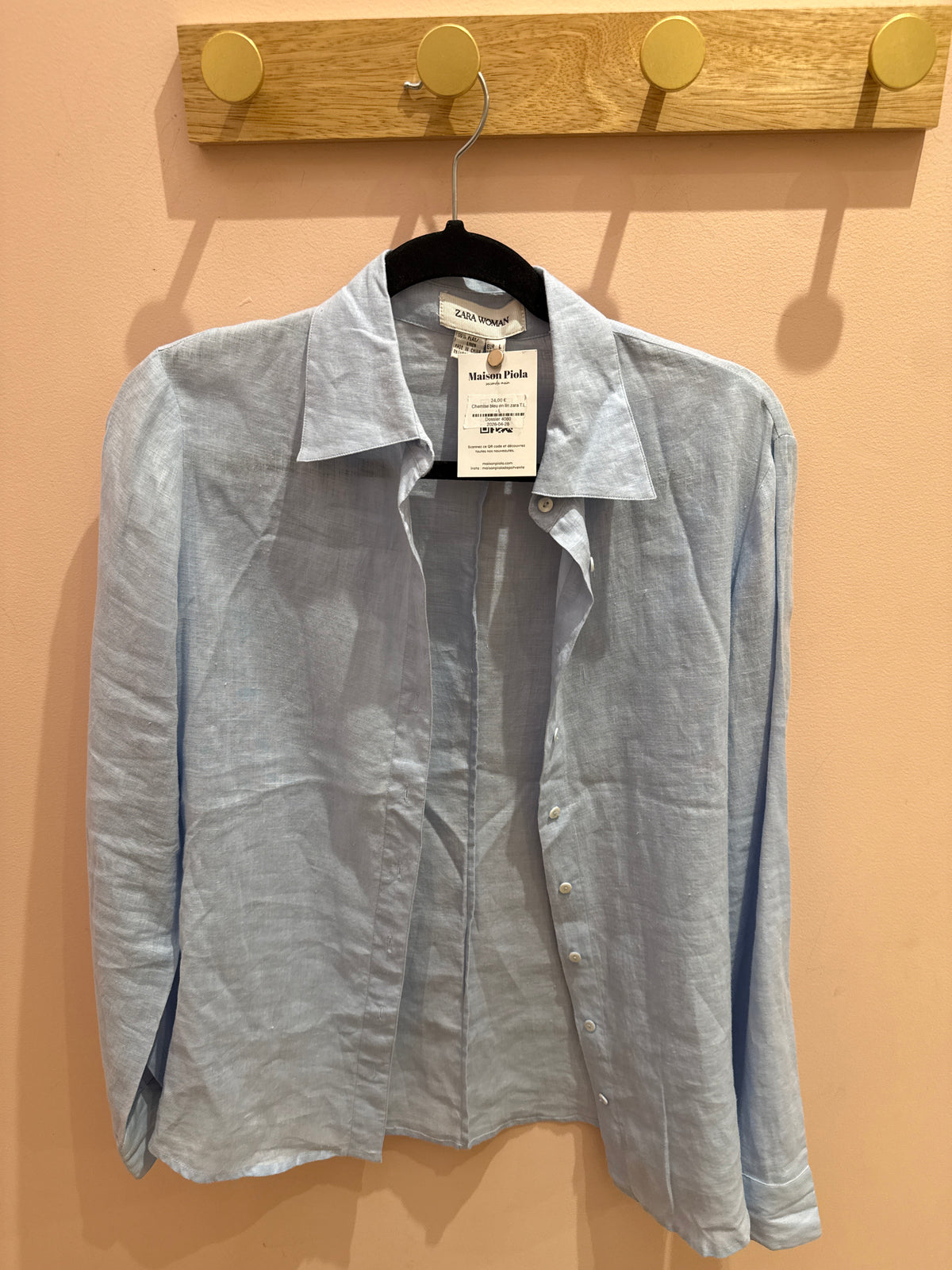 Chemise bleu en lin zara T.L