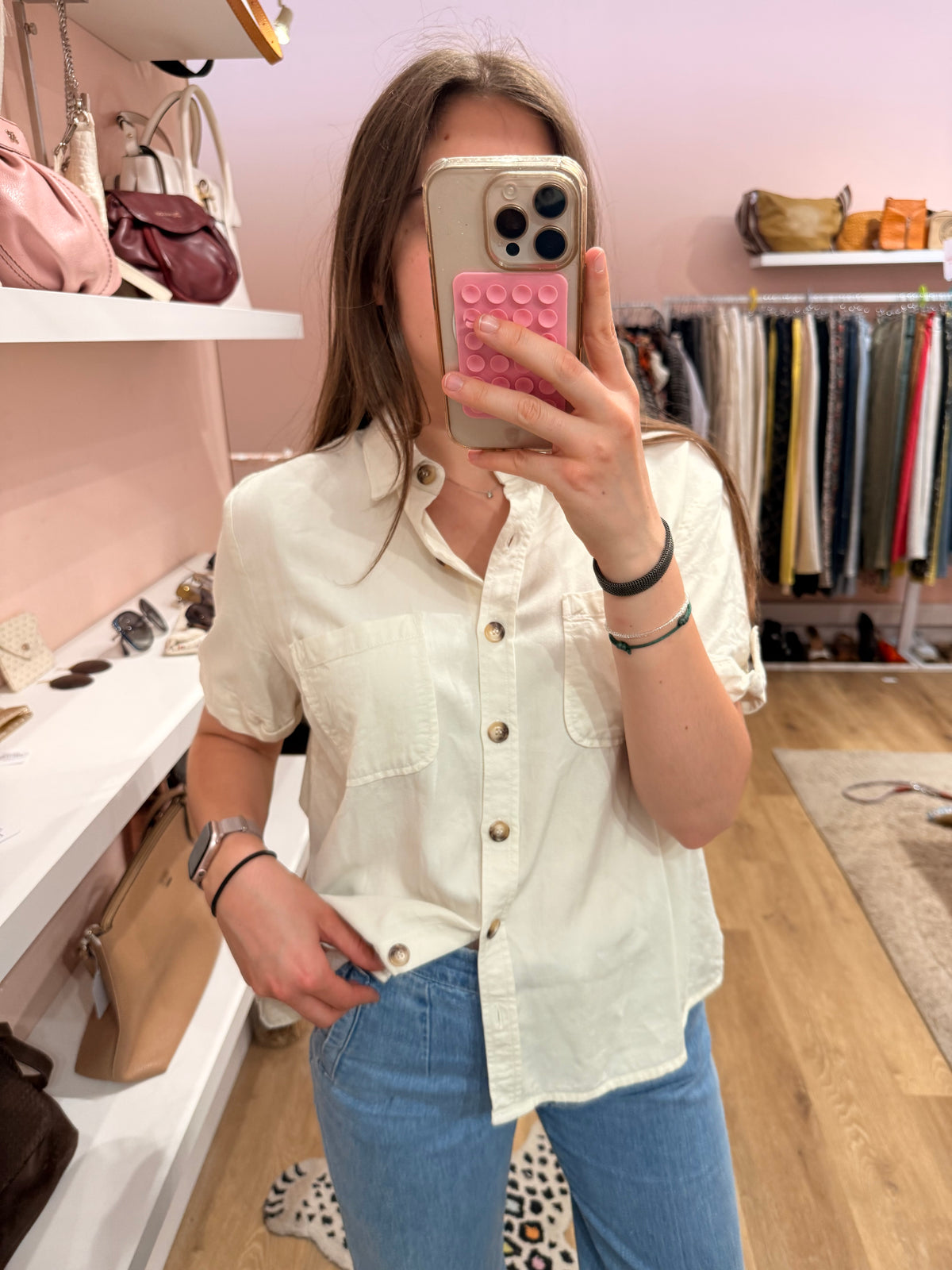 Blouse beige manches courtes Sézane T.38 01/07