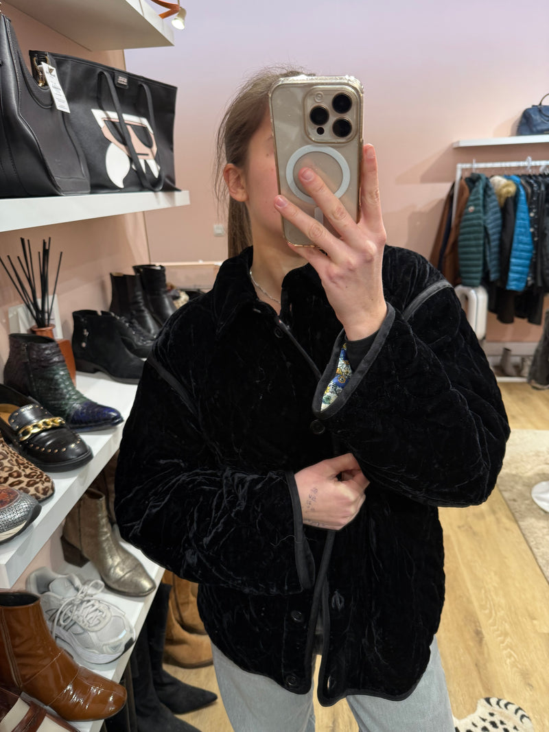 Veste courte velours noir réversible Sandro T.M