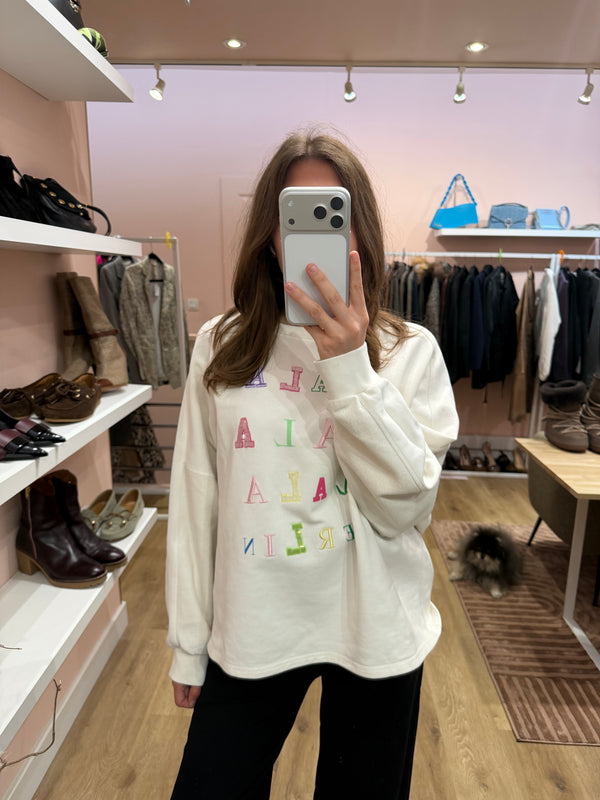 Sweat rose et vert en coton - Lala Berlin - T.M 07/09