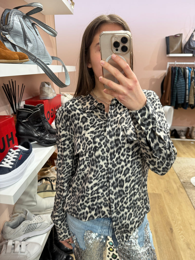 Blouse noire & blanche Max & Moi T.40 soie