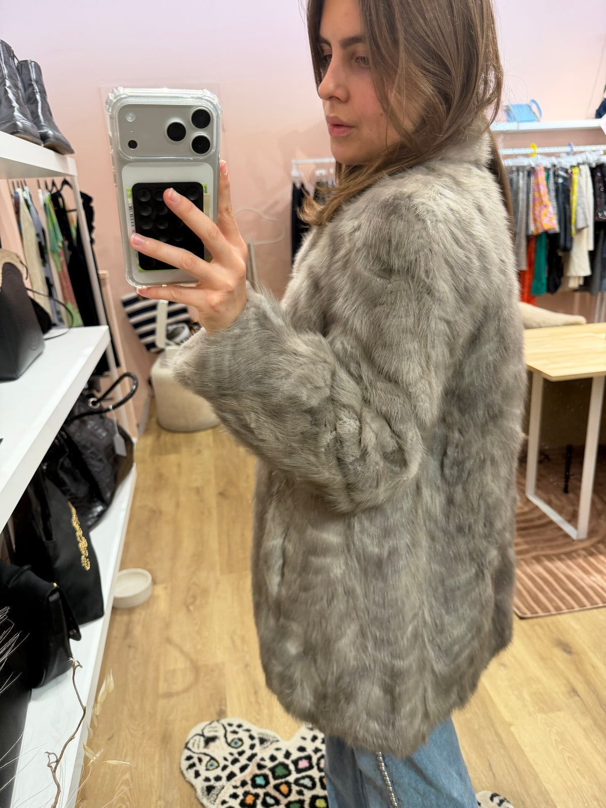 Manteau en vison gris taille 38 26/08