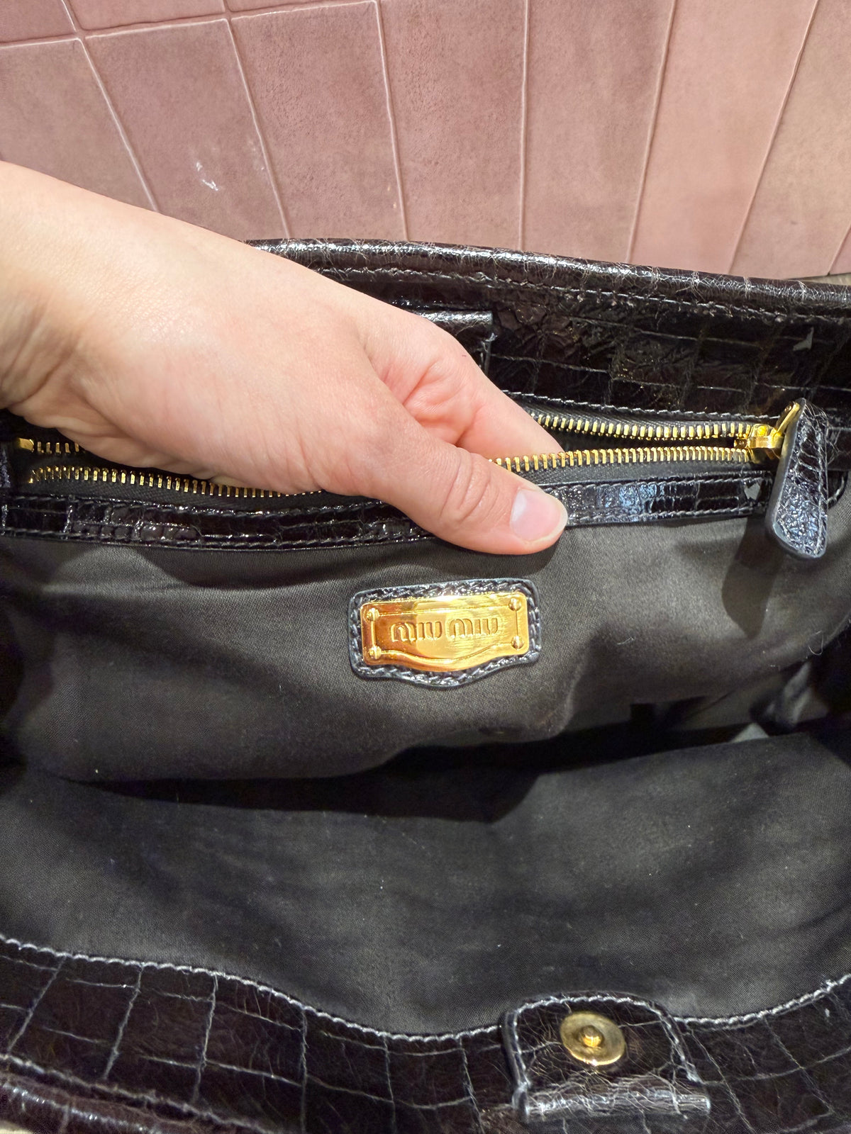 Sac miu miu marron croco