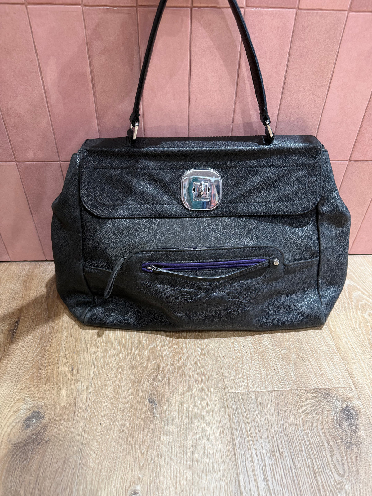 Sac cabas cuir noir Longchamp