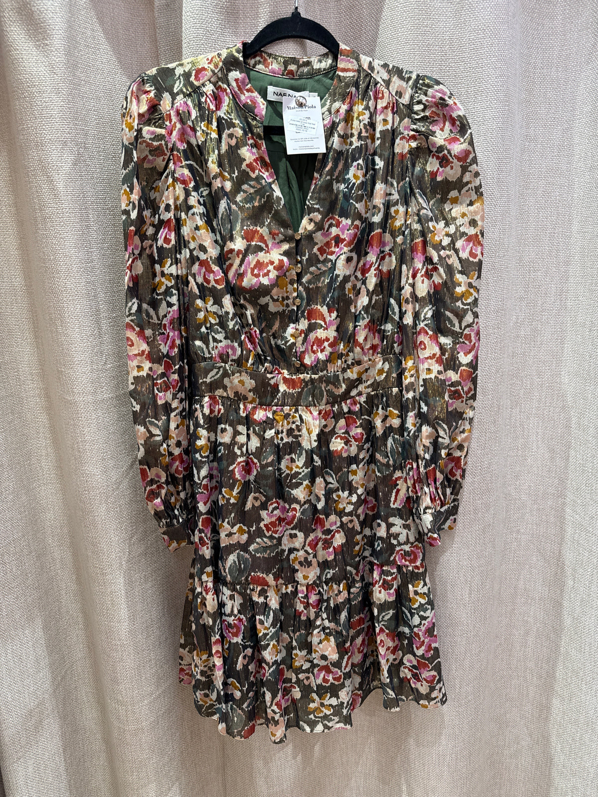 Robe kaki et rose Naf Naf T.38