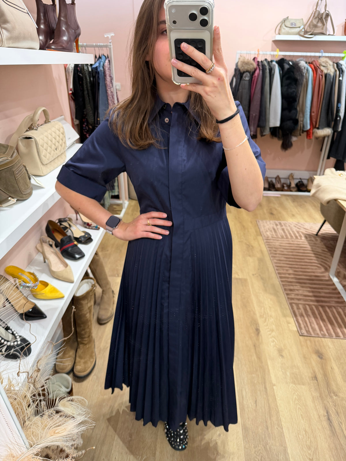 Robe longue bleu marine plissée - Paul & Joe - Taille 36 21/09