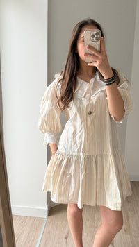 Robe blanche Sandro rayures jaune T.38