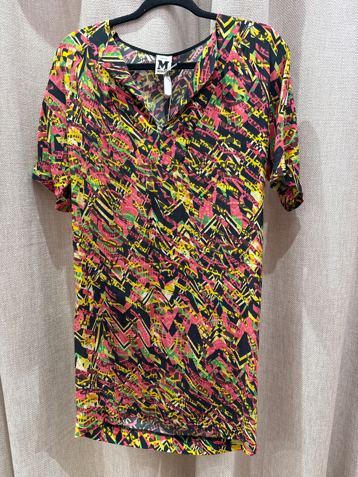 Missoni Robe rose et verte soie T.36