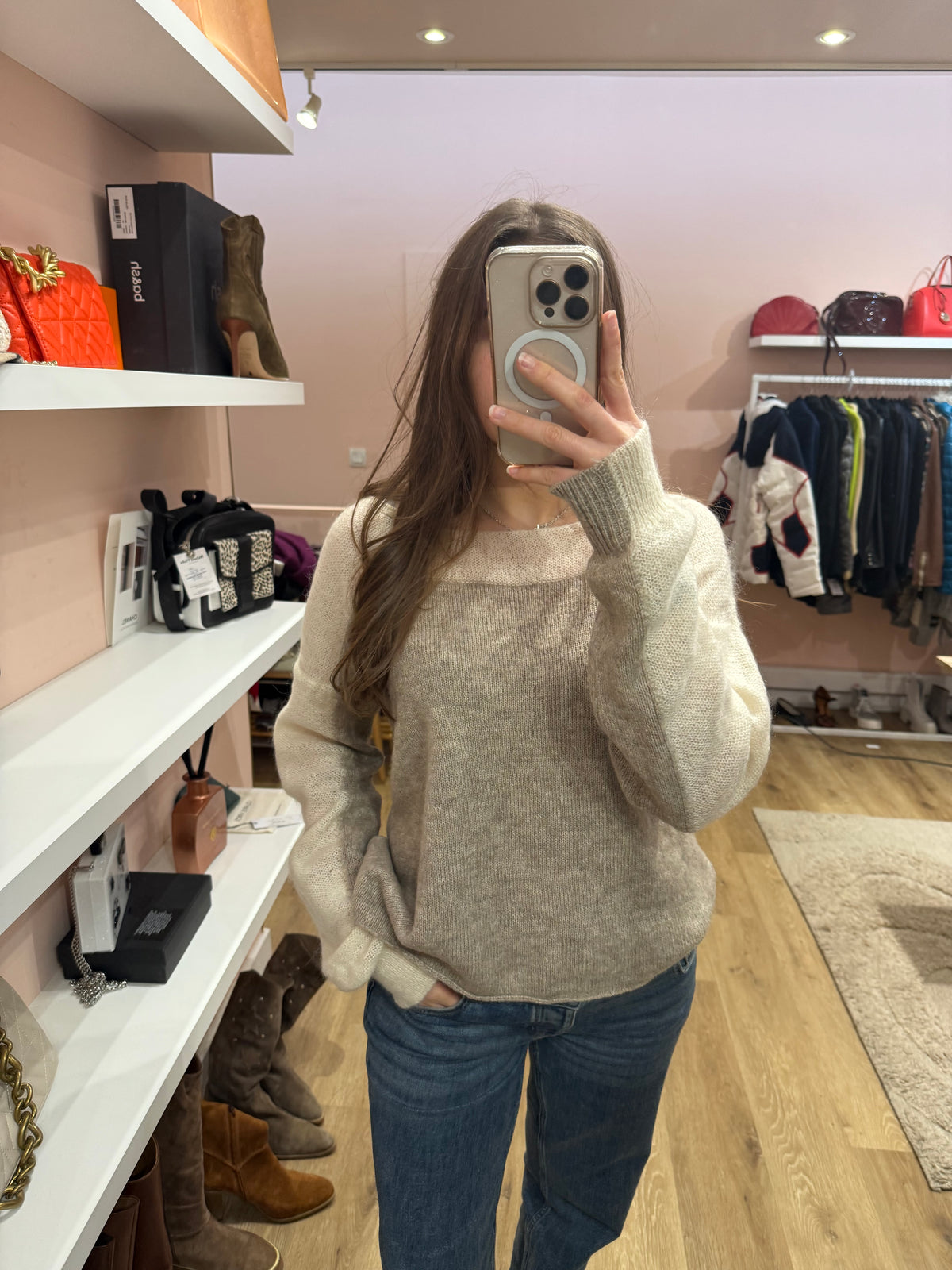Pull Vanessa Bruno Athé beige et taupe T40