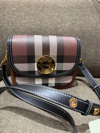 Sac bandoulière Burberry Elizabeth — Dark Birch Brown Check & Leather 15/10
